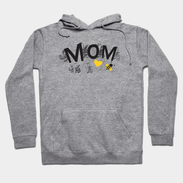 Mom to be | Pregnancy Announcement With Black Floral Typography and Yellow Heart And Bee Hoodie by ZAZIZU